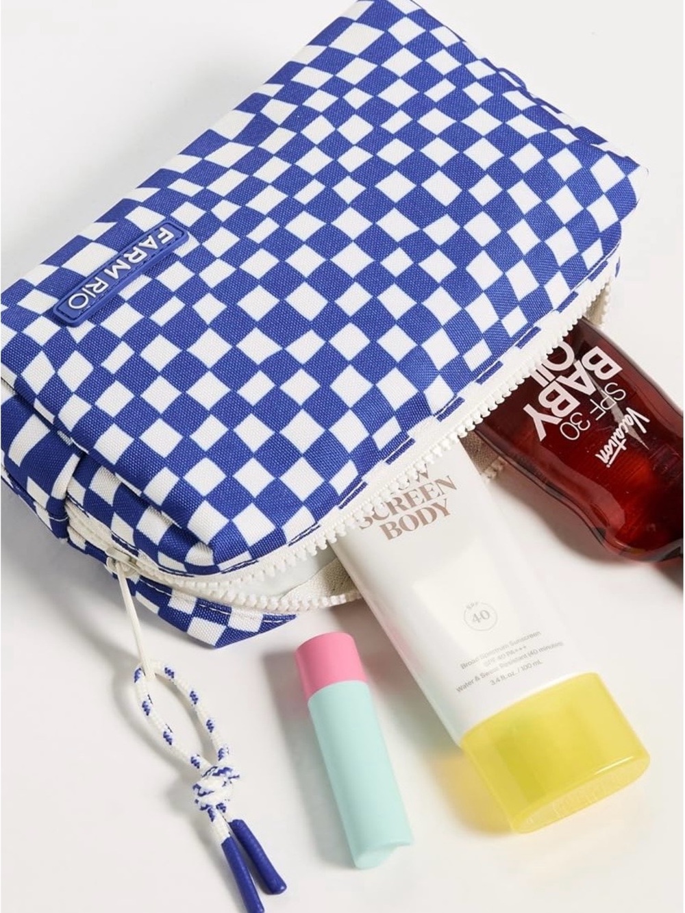 FARM Rio Travel Pouch in Checkered Blue